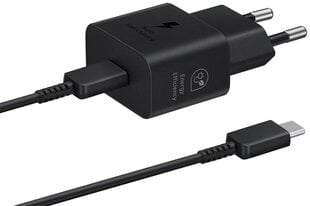 Samsung EP-T2510XBEGEU 25W tīkla lādētājs USB-C + USB-C vads 1M melns cena un informācija | Lādētāji un adapteri | 220.lv