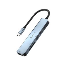 Devia adapter HUB 5in1 USB-C 3.1 to 3x USB 3.0 + SD|TF + PD deep gray цена и информация | Адаптеры и USB разветвители | 220.lv