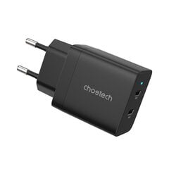 Сетевая зарядка Choetech Q5006 2xUSB-C PD40W черная цена и информация | Зарядные устройства для телефонов | 220.lv