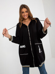 melns garš džemperis ar kapuci un kabatām cena un informācija | Jakas sievietēm | 220.lv
