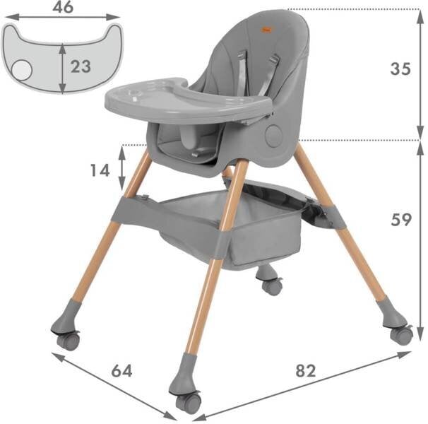 Barošanas krēsls Kidwell Karimi, grey cena un informācija | Barošanas krēsli | 220.lv