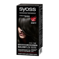 Matu krāsa Syoss Permanent Coloration Salonplex, 1-1 Black, 115 ml cena un informācija | Matu krāsas | 220.lv