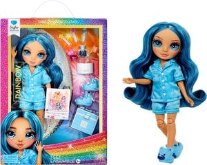 Lelle ar pidžamas ballītes aksesuāriem Rainbow High Junior PJ Party Skyler, zila cena un informācija | Rotaļlietas meitenēm | 220.lv