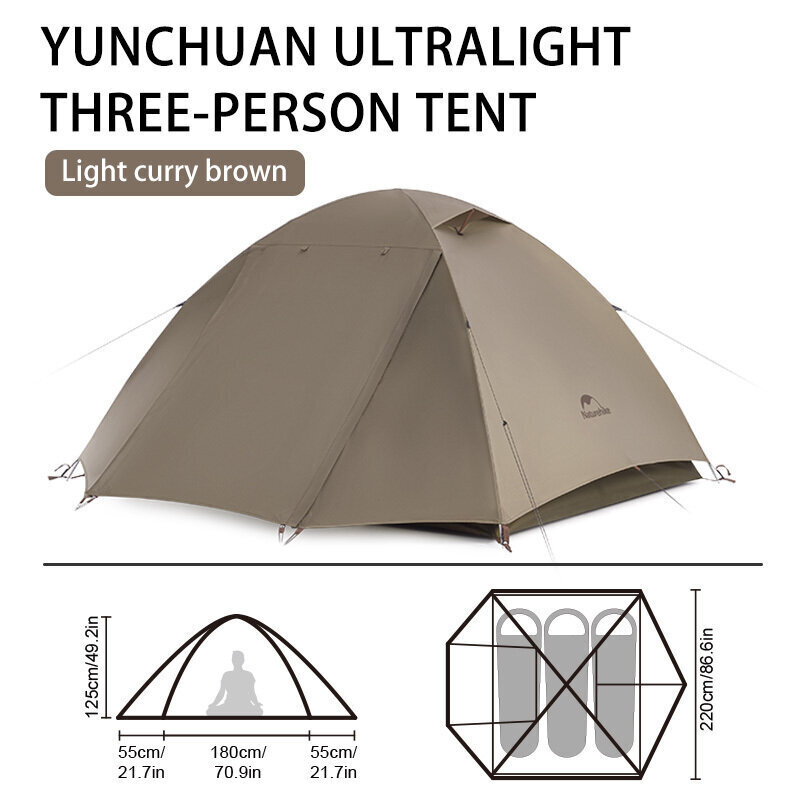 Īpaši viegla telts Naturehike, brūna cena un informācija | Teltis | 220.lv