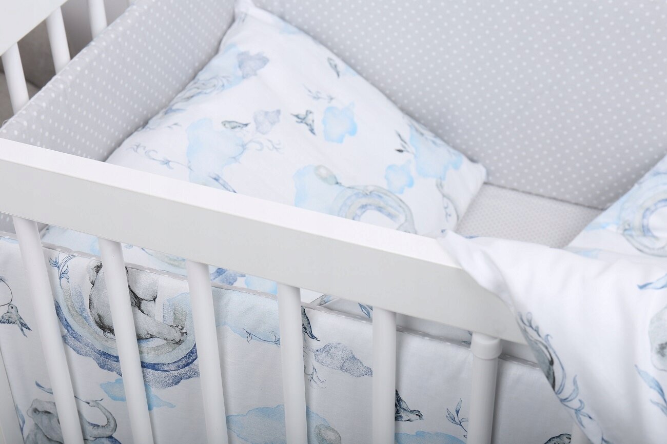 Bērnu gultiņas aizsargs Babymam, 180x30 cm, White/Gray cena un informācija | Bērnu drošības preces | 220.lv