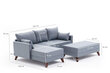 Stūra dīvāns-gulta Bella Soft Mini Köşe Right, zils cena un informācija | Stūra dīvāni | 220.lv