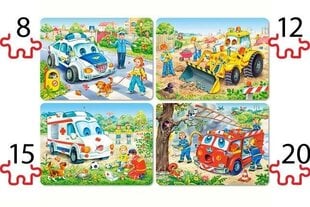 Puzles komplekts Castorland Funny Vehicles 4in1 cena un informācija | Puzles, 3D puzles | 220.lv