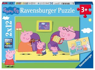 Puzle Ravensburger Peppa Pig, 2x12 d. cena un informācija | Puzles, 3D puzles | 220.lv