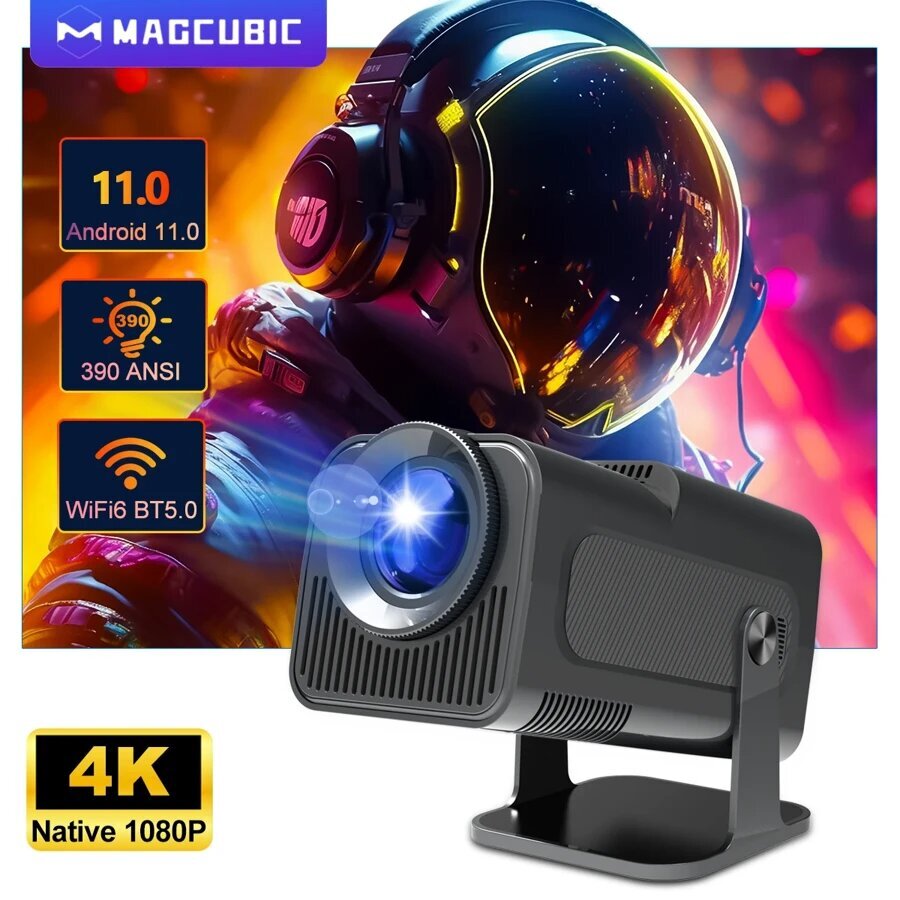 Magcubic 4K Android 11 Native 1080P 390ANSI Dual Wifi6 BT5.0 цена и информация | Projektori | 220.lv