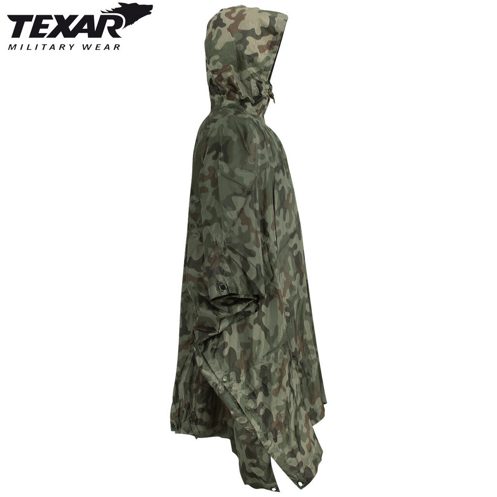 Lietusmētelis Rip-Stop Texar PL Woodland/ Wz.93 140x128 cena un informācija | Ūdensizturīgas somas, maisi, lietusmēteļi | 220.lv