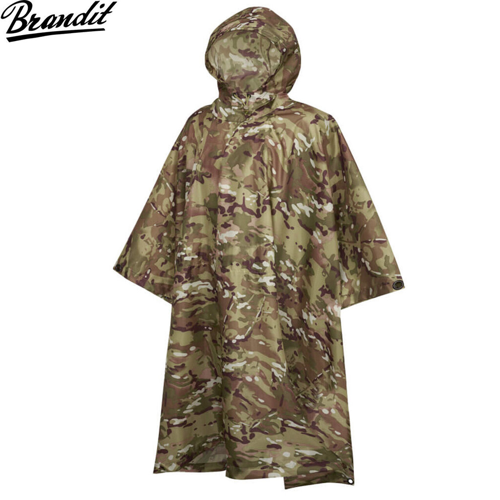 Lietusmētelis Rip-Stop Brandit Tactical Camo/Multicam + pārvalks cena un informācija | Ūdensizturīgas somas, maisi, lietusmēteļi | 220.lv