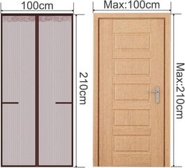 Магнитная москитная сетка для дверей, 100х210 см цена и информация | Москитные сетки | 220.lv