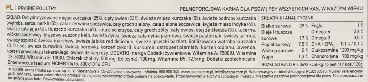 Acana Prairie Poultry ar vistu, 11,4 kg cena un informācija | Sausā barība suņiem | 220.lv