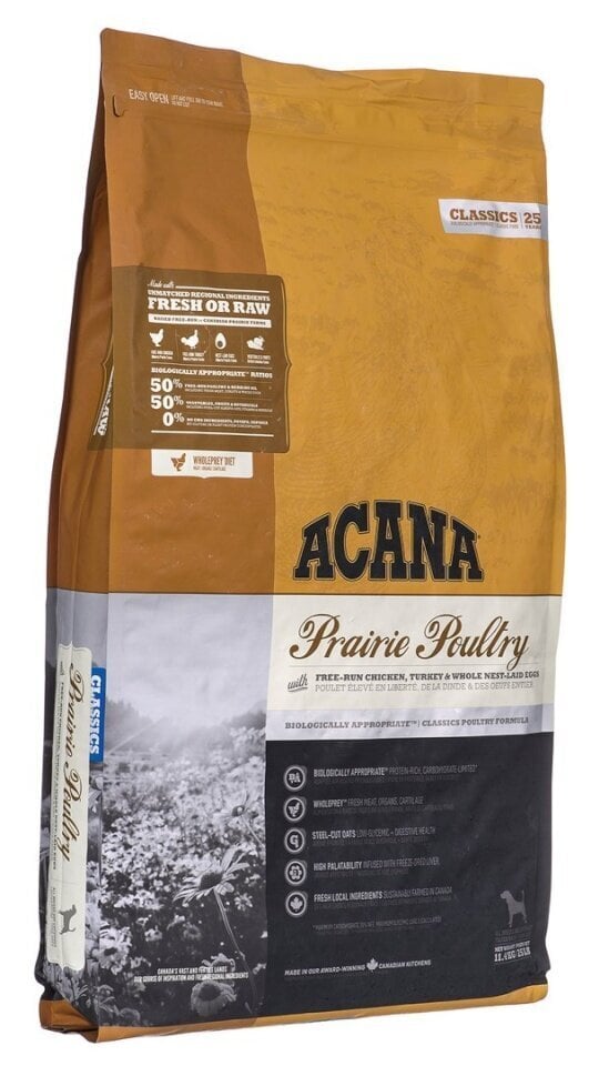 Acana Prairie Poultry ar vistu, 11,4 kg cena un informācija | Sausā barība suņiem | 220.lv