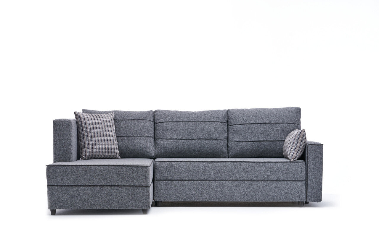 Stūra dīvāns-gulta Ece Left, pelēks cena un informācija | Stūra dīvāni | 220.lv