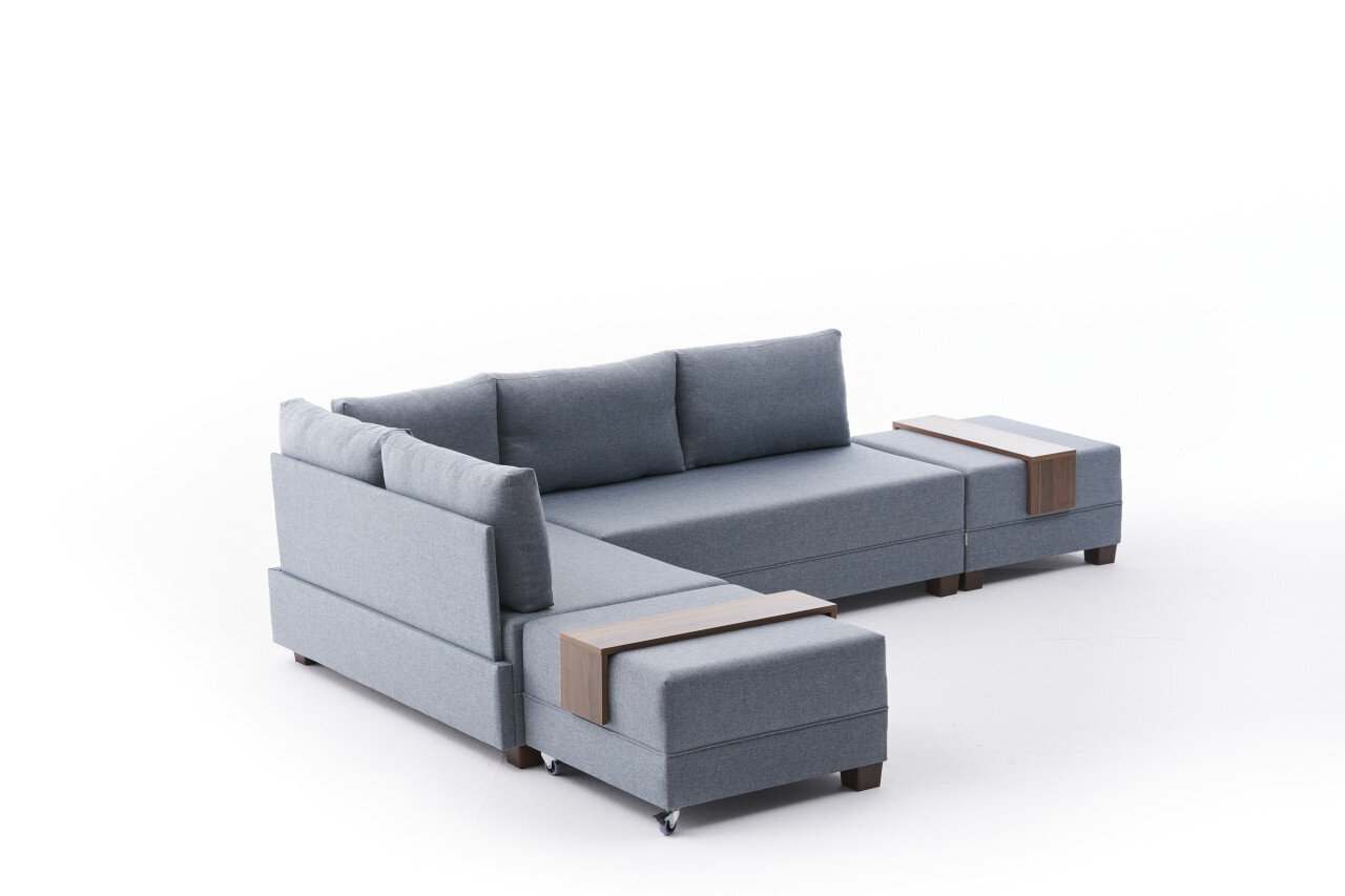 Stūra dīvāns-gulta Fly Left, zils цена и информация | Stūra dīvāni | 220.lv