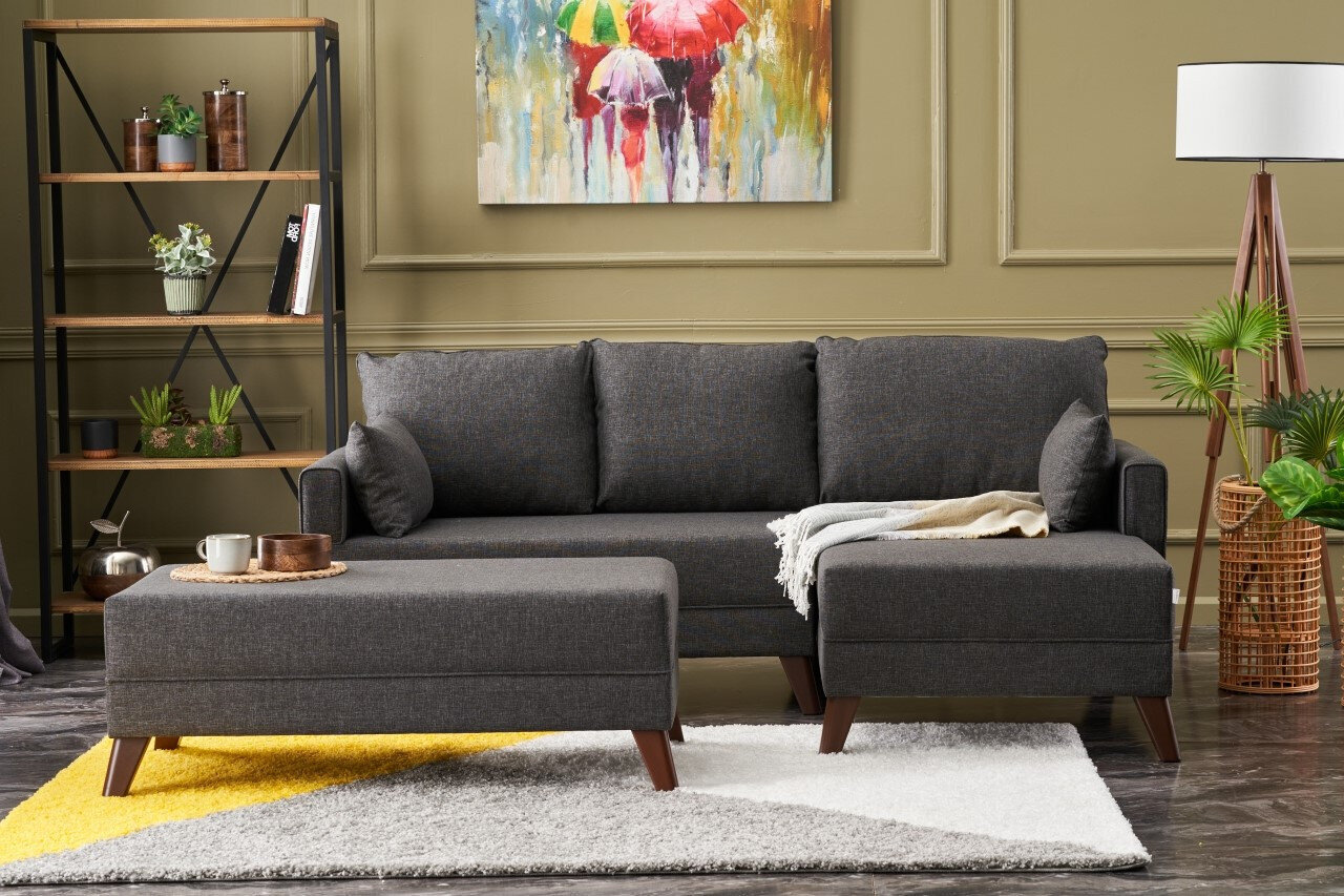 Stūra dīvāns-gulta Bella Mini Corner Sofa Right, pelēks cena un informācija | Stūra dīvāni | 220.lv