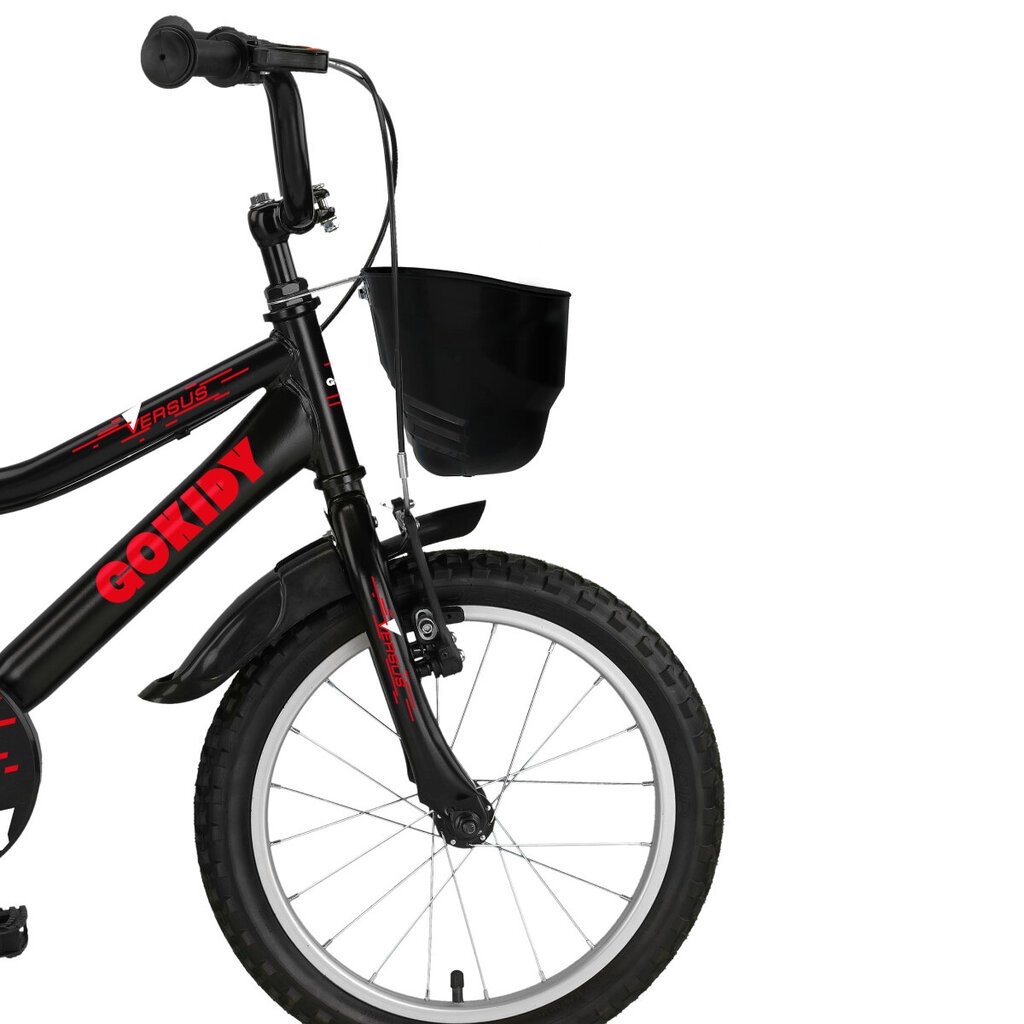 Bērnu velosipēds GoKidy Versus VER.1601, 16", melns/sarkans cena un informācija | Velosipēdi | 220.lv