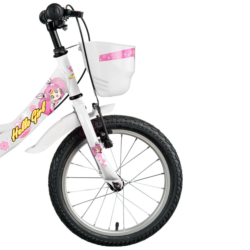 Bērnu velosipēds GoKidy Hello Girl HEL.1602, 16", balts cena un informācija | Velosipēdi | 220.lv