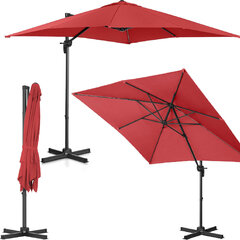 Садовый зонт с боковым кронштейном, квадратный, 250 x 250 см, бордовый цена и информация | Зонты, маркизы, стойки | 220.lv