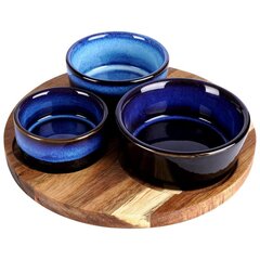 керамические миски для закусок голубые 4 эл. цена и информация | Посуда, тарелки, обеденные сервизы | 220.lv