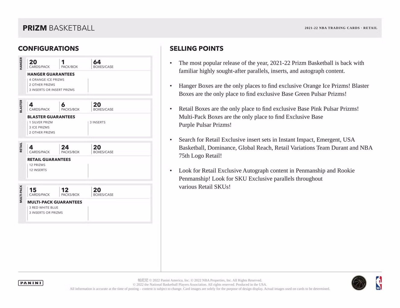 Basketbola kārtis Panini Prizm 2021/2022 Blaster Box, 24 gab. cena un informācija | Kolekcionējamas kartiņas | 220.lv