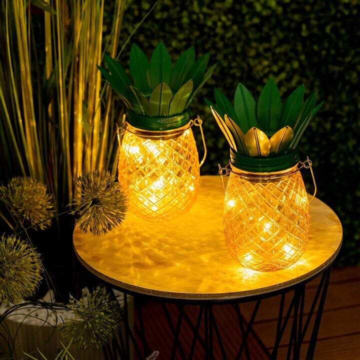 Polux stikla ananāsu saules lampa, 18,5 cm 10 gab. cena un informācija | Āra apgaismojums | 220.lv