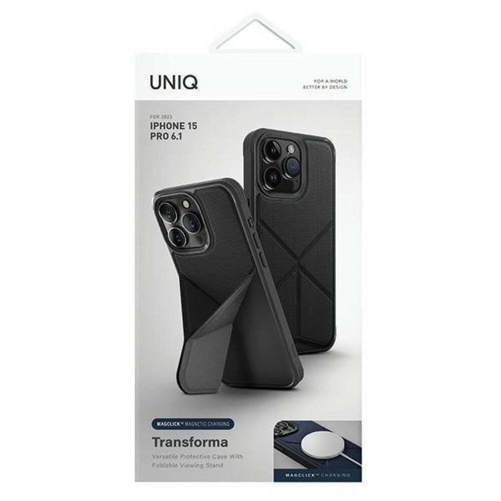 UNIQ HYBRID IPHONE 15 PRO TRANSFORMA - BLACK cena un informācija | Telefonu vāciņi, maciņi | 220.lv