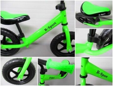 Divriteņu līdzsvara velosipēds R-Sport R7 12", zaļš cena un informācija | Balansa velosipēdi | 220.lv