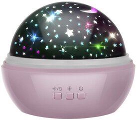 Лампа прикроватная 2в1 USB звездный проектор, розовая цена и информация | Настольные лампы | 220.lv