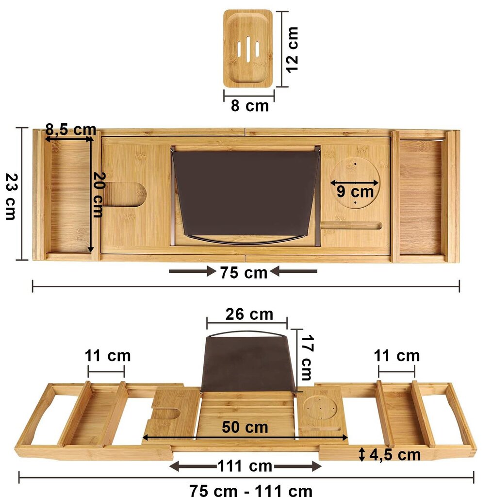 Plaukts vannas istabai Halia, 75-111x23x2,5 cm цена и информация | Vannas istabas aksesuāri | 220.lv