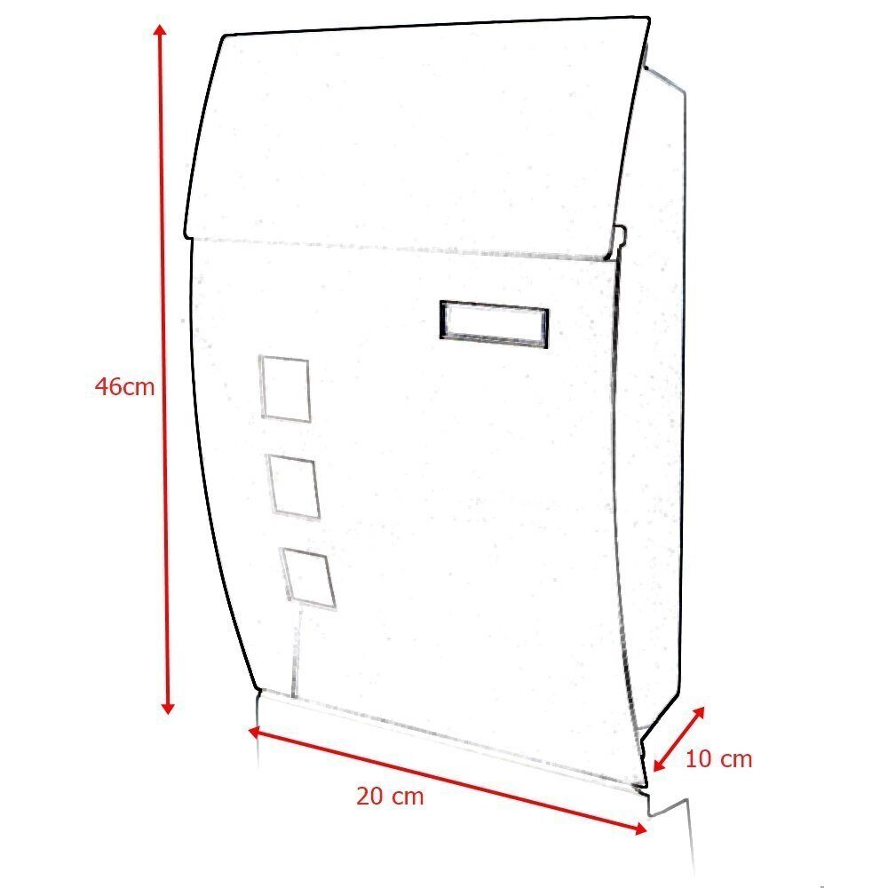 Pastkastīte, 46x10 cm cena un informācija | Pastkastītes, mājas numuri | 220.lv