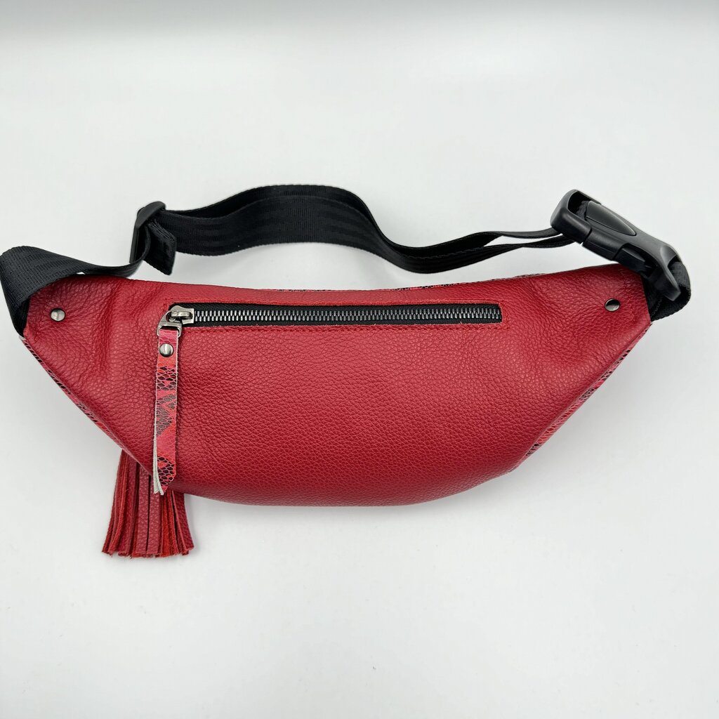 Sieviešu jostas soma no dabīgās ādas Kristicija Leather Goods, sarkana cena un informācija | Sieviešu somas | 220.lv