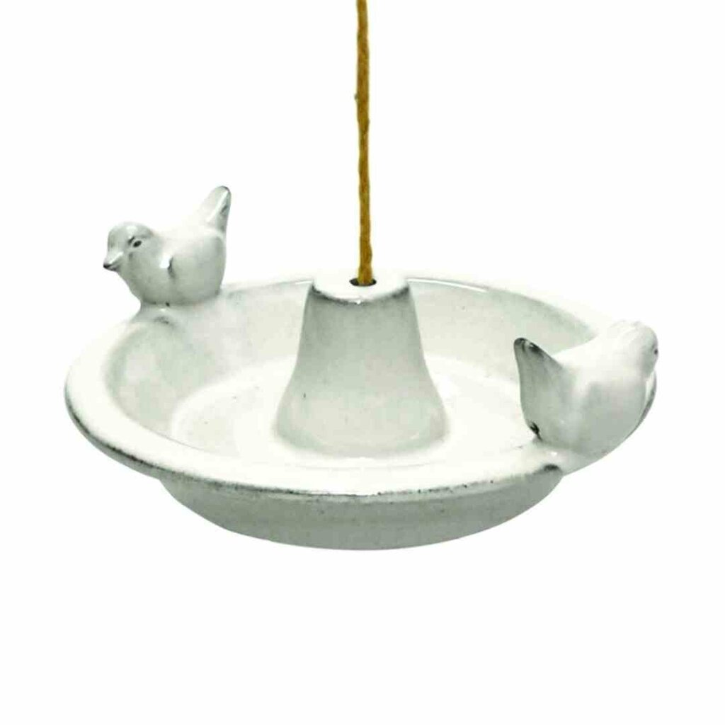 Piekarināma keramikas putnu dzirdinātava Esschert Design, balta cena un informācija | Dārza dekori | 220.lv