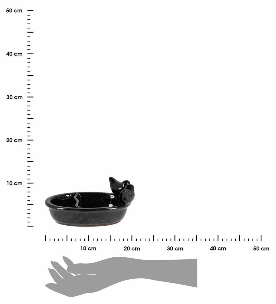 Keramikas putnu dzirdinātava Esschert Design, 15,7×21,1×9 cm, melna cena un informācija | Dārza dekori | 220.lv