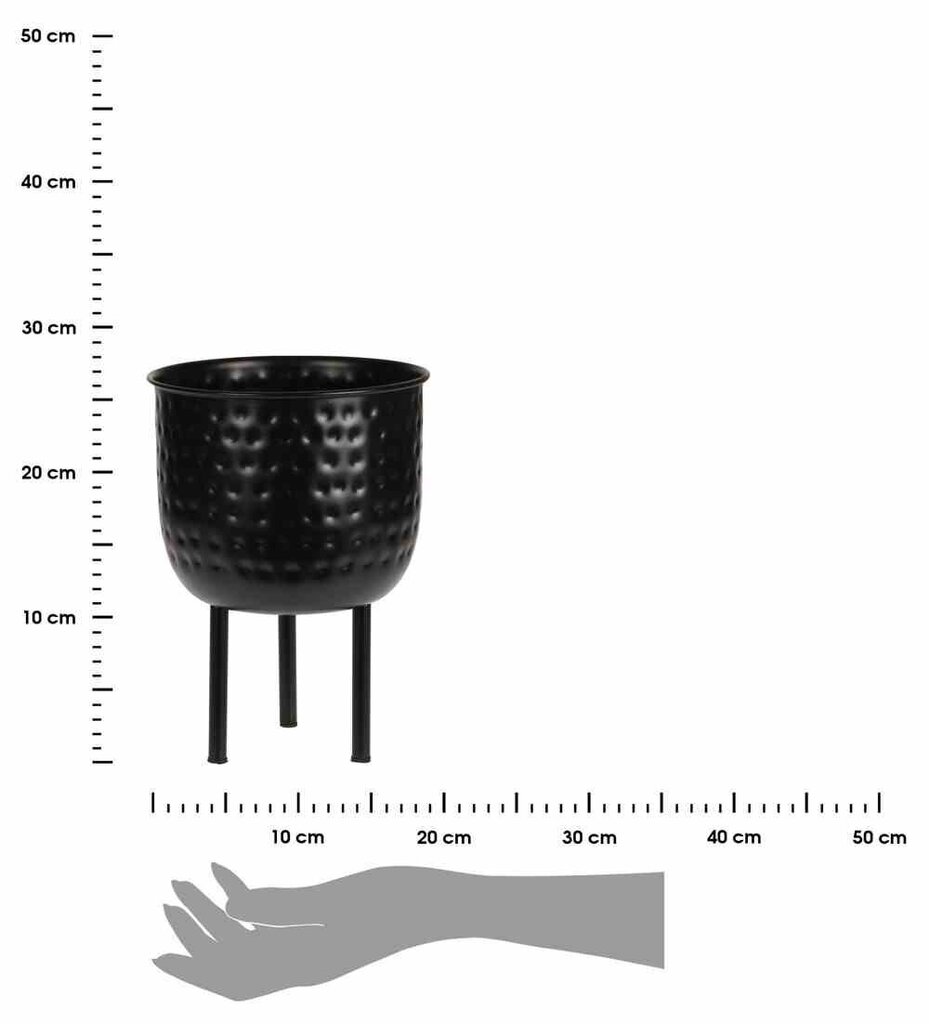 Puķu pods uz trim kājām, 25,5x19 cm, melns cena un informācija | Puķu podi | 220.lv