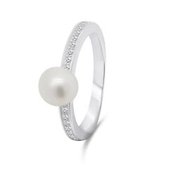 Brilio Silver Шикарное серебряное кольцо с настоящей жемчужиной RI055W цена и информация | Кольца | 220.lv