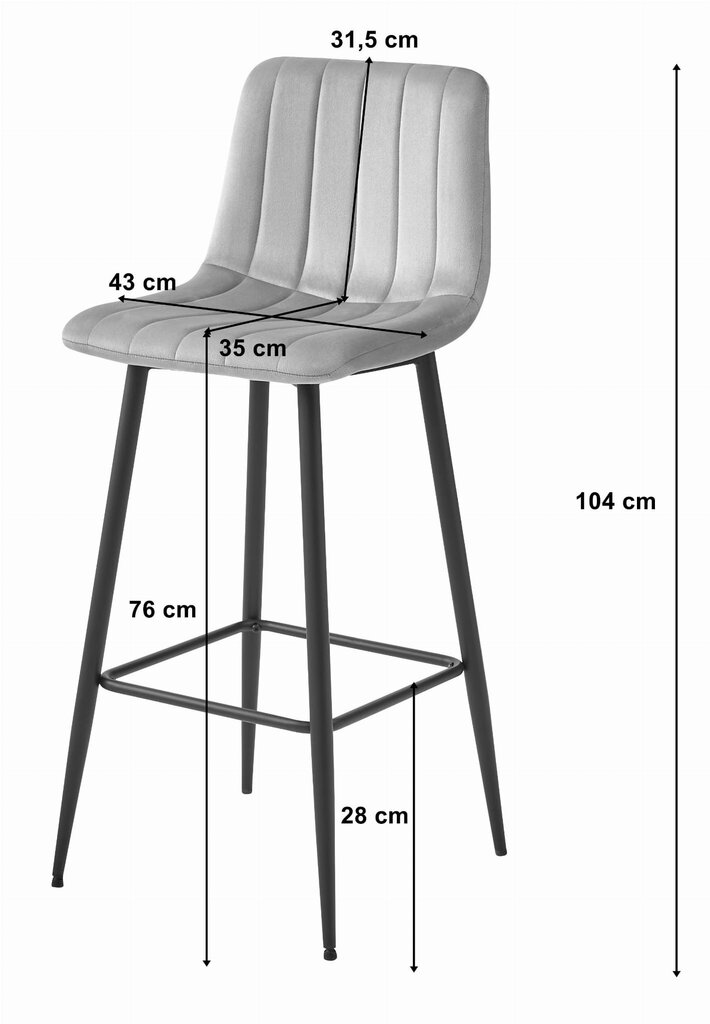 Bāra krēsls, sudrabains cena un informācija | Virtuves un ēdamistabas krēsli | 220.lv