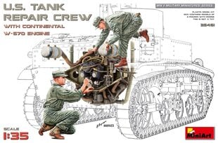 Miniart - U.S. Tank Repair Crew w/Continental W-670 Engine, 1/35, 35461 цена и информация | Склеиваемые модели | 220.lv
