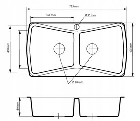 Granīta izlietne un dubultais krāns, pelēks цена и информация | Раковины на кухню | 220.lv