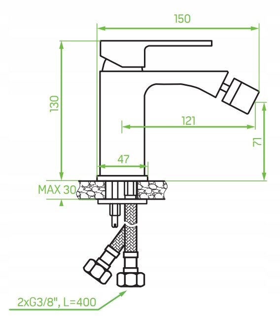 Vannas istabas maisītājs Bidet Kvadrato, melns цена и информация | Jaucējkrāni | 220.lv