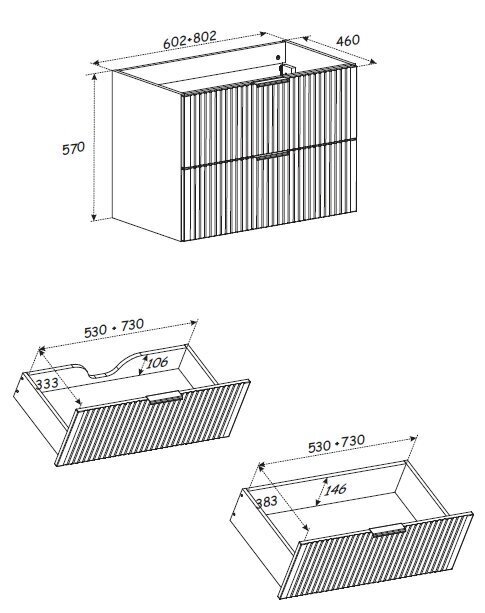 Apakšējais vannas istabas skapītis Comad Xilo Black Wotan 82-100-D-2S, brūns/melns cena un informācija | Vannas istabas skapīši | 220.lv