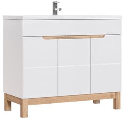 Тумба для ванной комнаты Comad Bali White 825-100 CM FSC, белый/коричневый цена и информация | Шкафчики для ванной | 220.lv