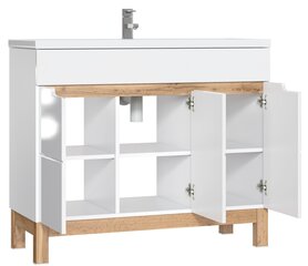 Тумба для ванной комнаты Comad Bali White 825-100 CM FSC, белый/коричневый цена и информация | Шкафчики для ванной | 220.lv