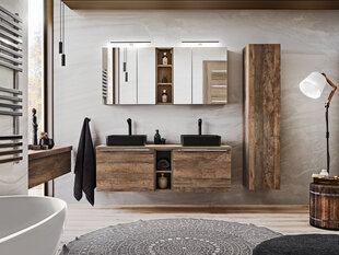 Тумба для ванной комнаты с зеркалом Comad Santa Fe Oak 84-60-A-2D, коричневый цена и информация | Шкафчики для ванной | 220.lv