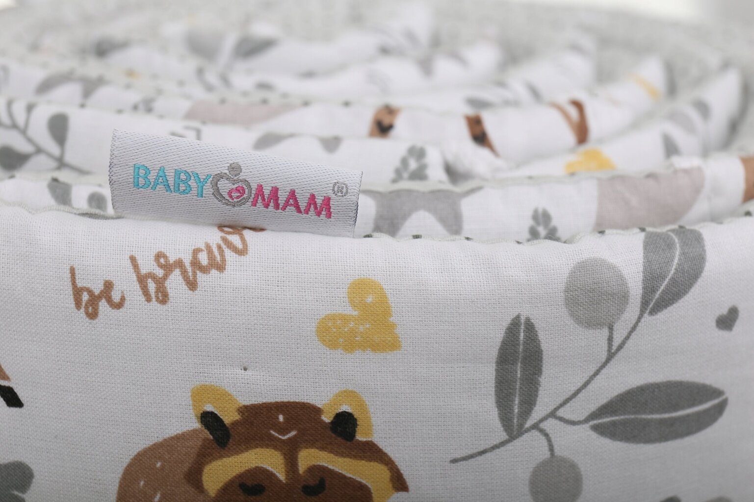 Bērnu gultiņas aizsargs Babymam, 180x30 cm, White/Gray cena un informācija | Bērnu drošības preces | 220.lv
