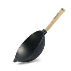 Panna čuguna WOK ar koka rokturi 2.8 L 260x80 mm ТМ "BRIZOLL" цена и информация | Cковородки | 220.lv