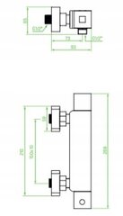 Dušas sienas maisītājs ar termostatu Kvadrato, melns cena un informācija | Jaucējkrāni | 220.lv