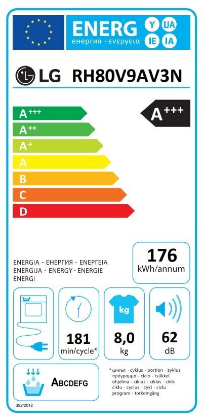 LG RH80V9AV3N цена и информация | Veļas žāvētāji | 220.lv