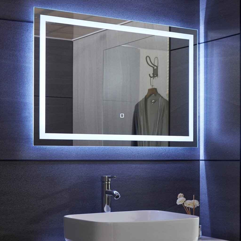 Vannas istabas spogulis LED, 100x60cm cena un informācija | Vannas istabas spoguļi | 220.lv